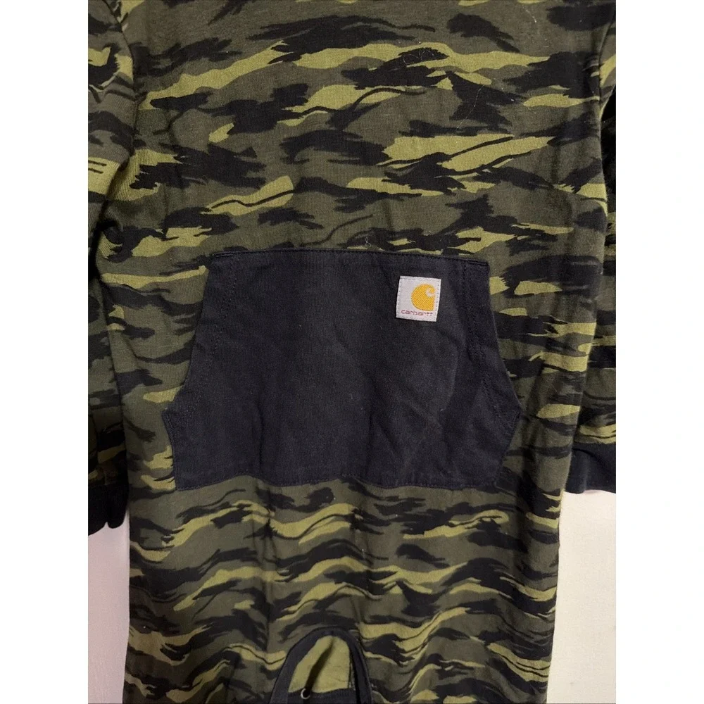 Carhartt Coverall Toddler Boys 24M Green Camo Long Sleeve Snap Leg Dog